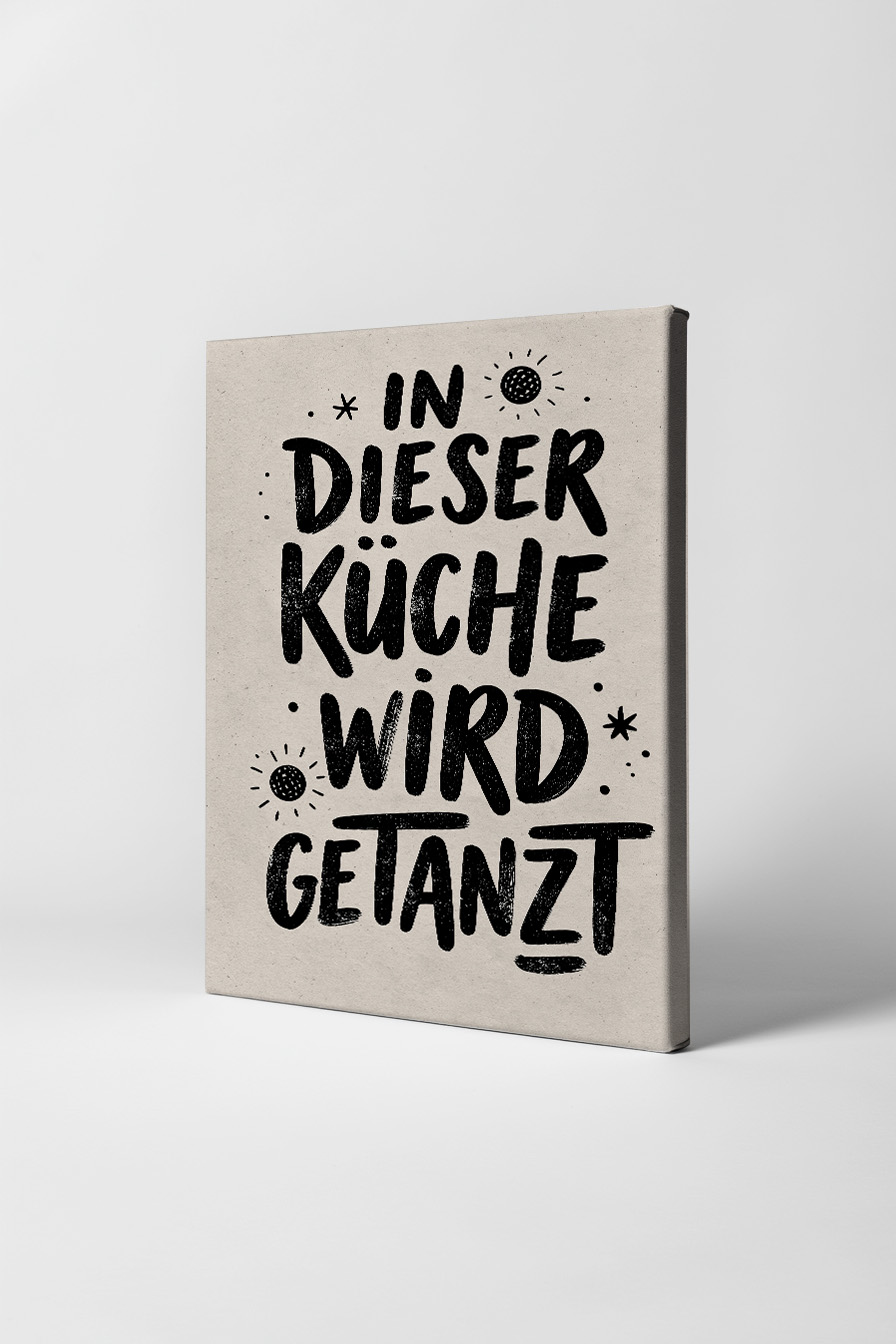 Illustration Poster Küche Schrift schwarz weiß minimalistisch