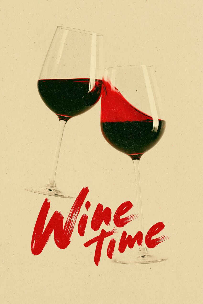 Minimalistisch Poster Weinglas Rotwein Spritzend Bewegung