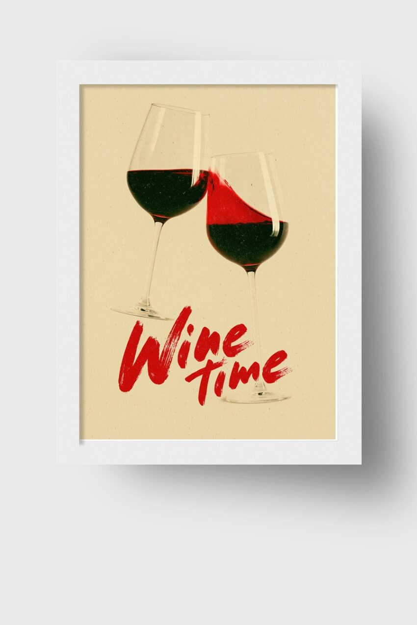 Minimalistisch Poster Weinglas Rotwein Spritzend Bewegung