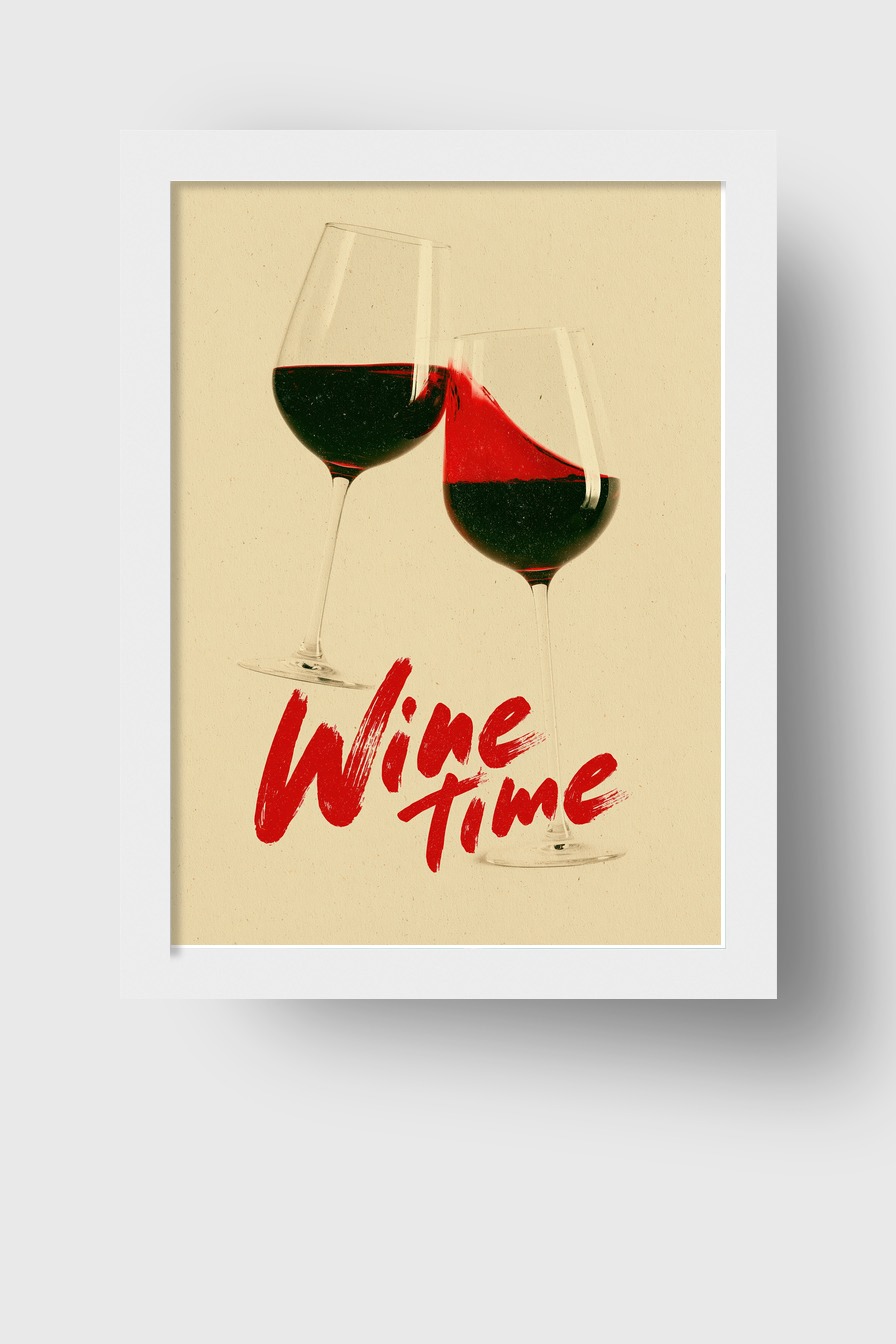Minimalistisch Poster Weinglas Rotwein Spritzend Bewegung