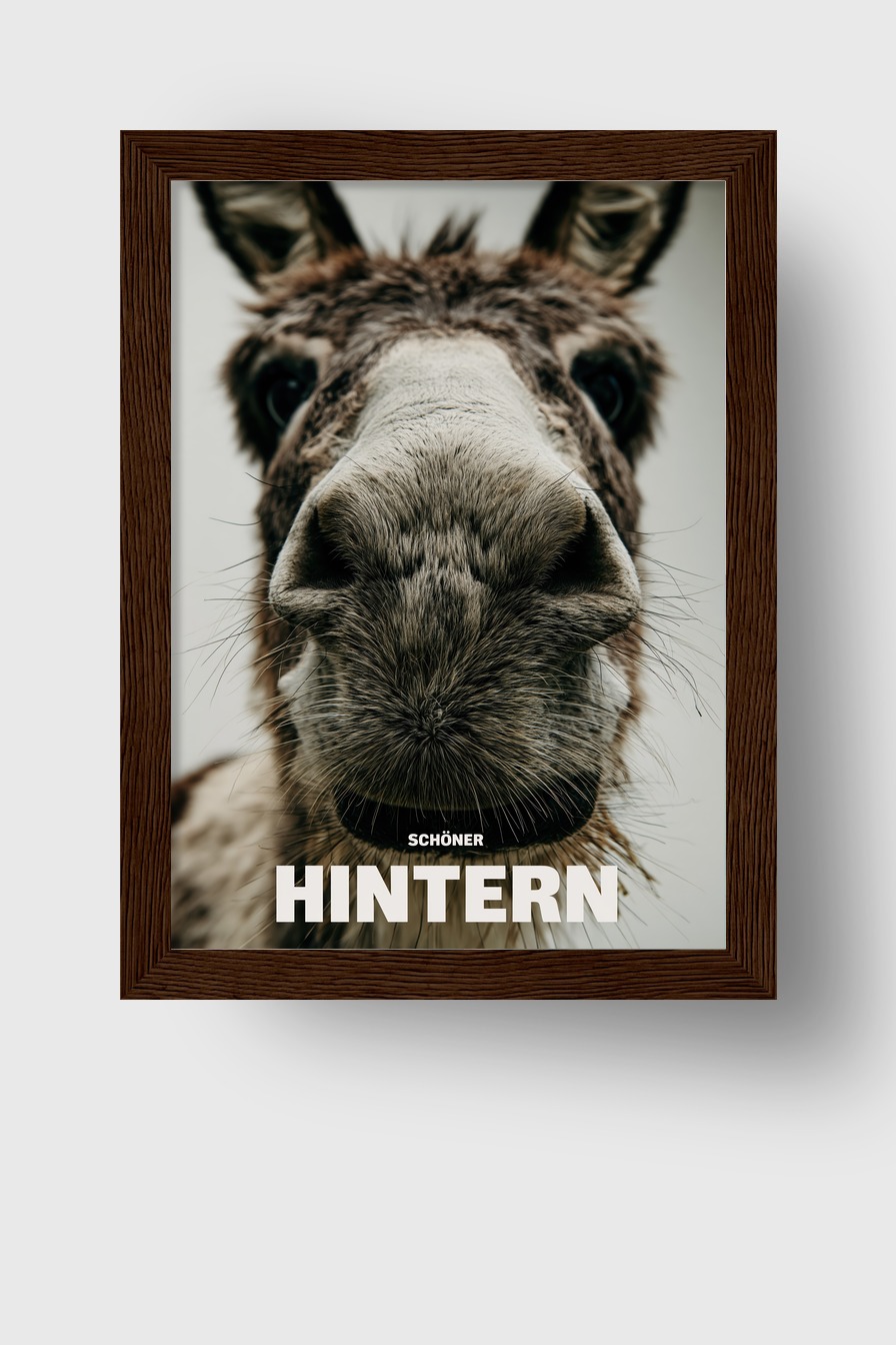 Fotografie Poster Esel Nase Nahaufnahme braun grau