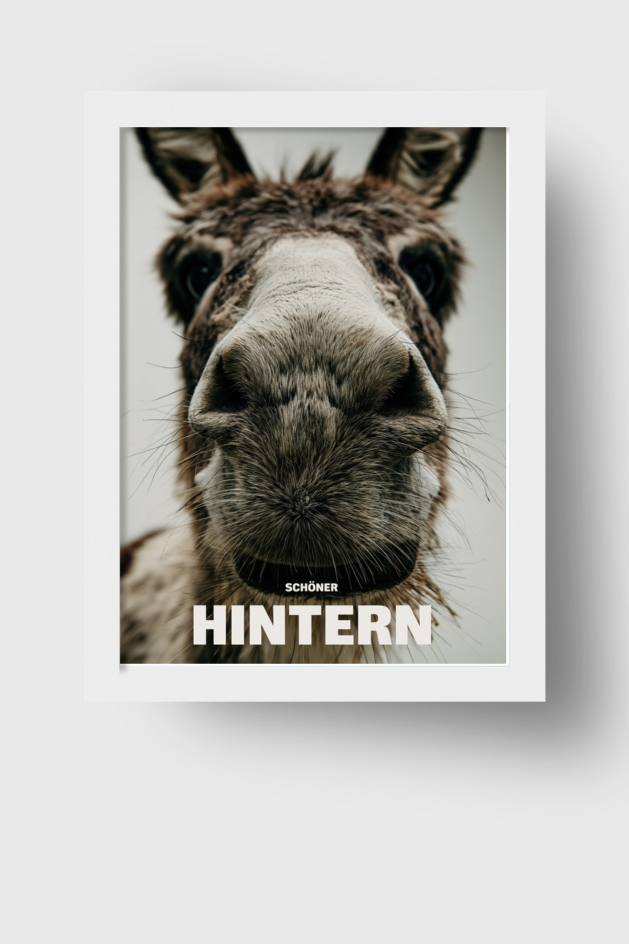 Fotografie Poster Esel Nase Nahaufnahme braun grau