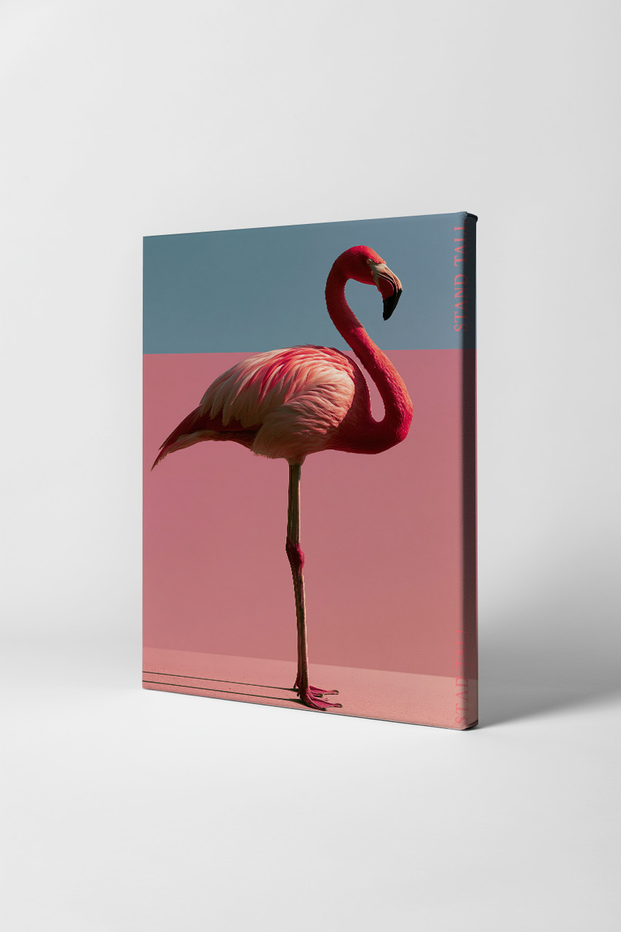 Fotografie Poster Flamingo stehend rosa minimalistisch