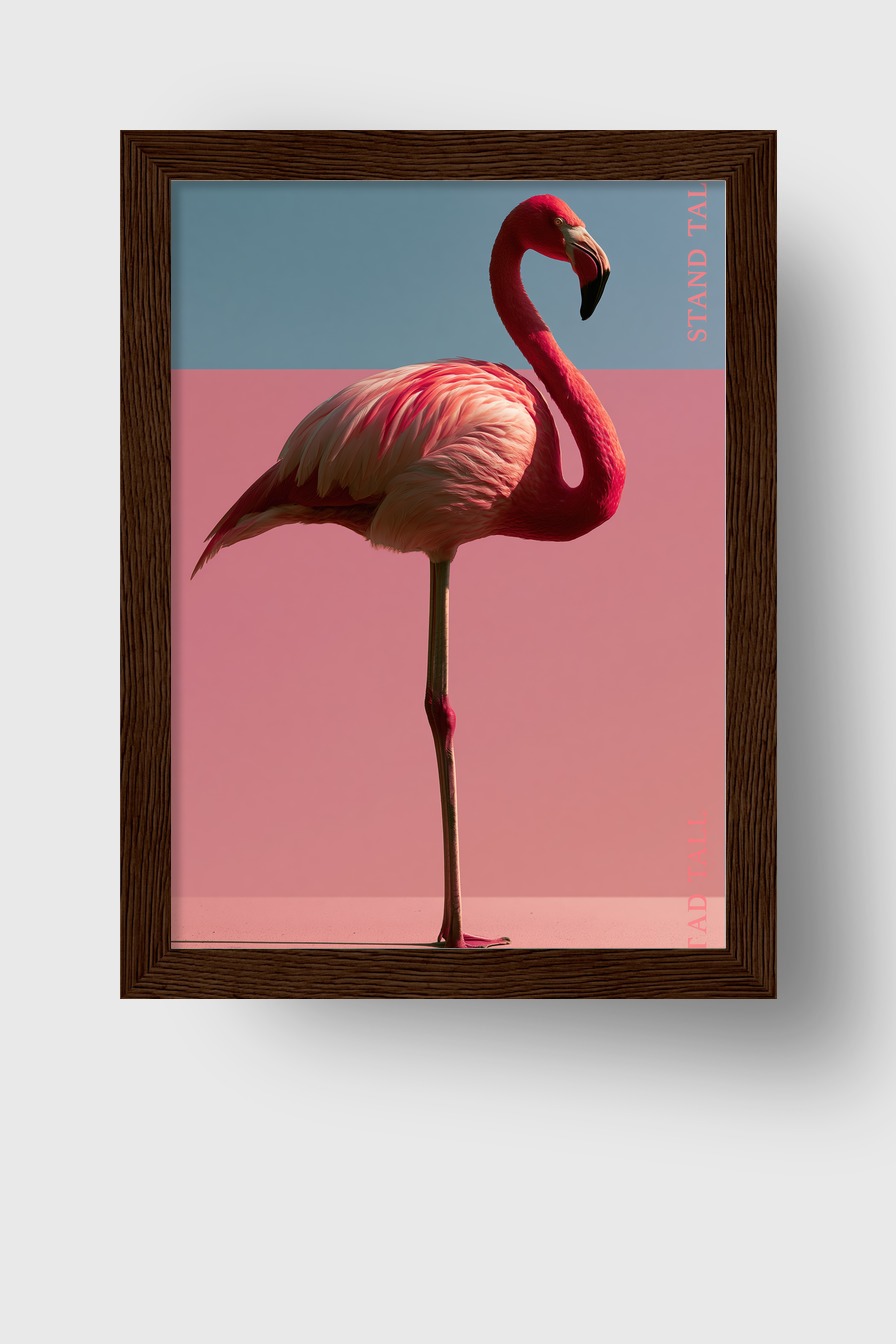 Fotografie Poster Flamingo stehend rosa minimalistisch