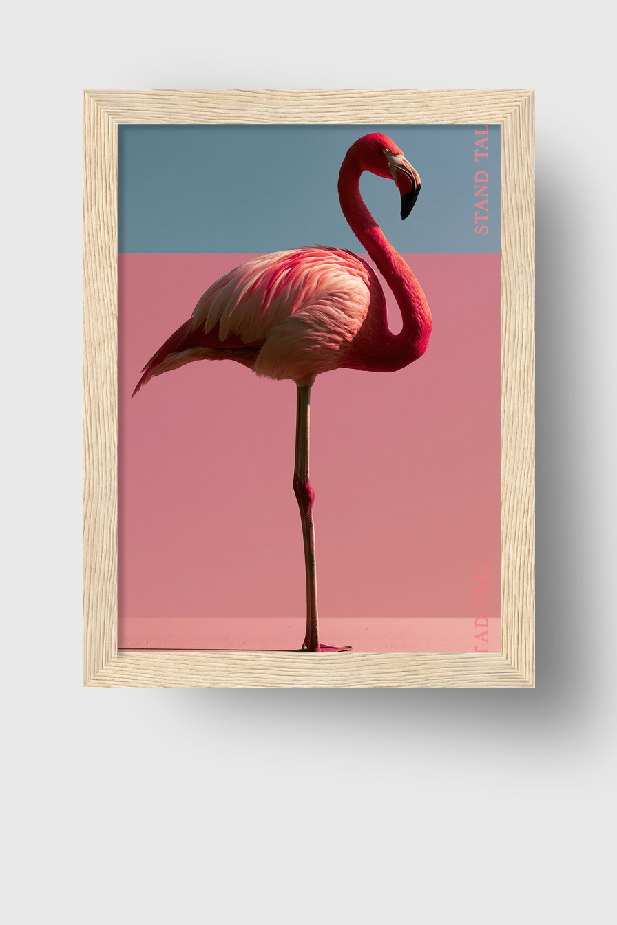 Fotografie Poster Flamingo stehend rosa minimalistisch