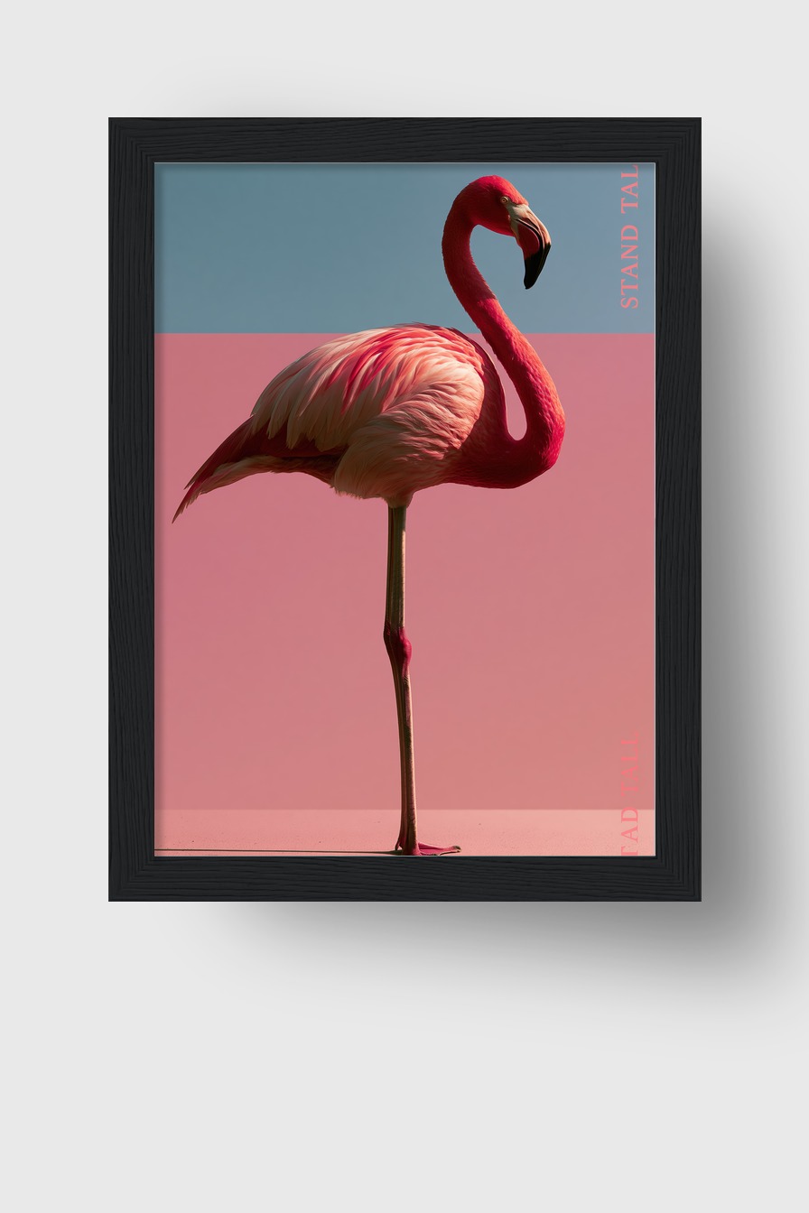 Fotografie Poster Flamingo stehend rosa minimalistisch