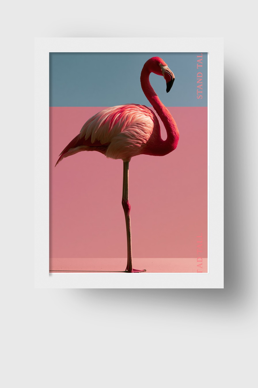 Fotografie Poster Flamingo stehend rosa minimalistisch
