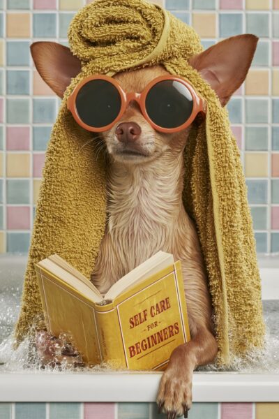 Chihuahua Badend Gerahmt