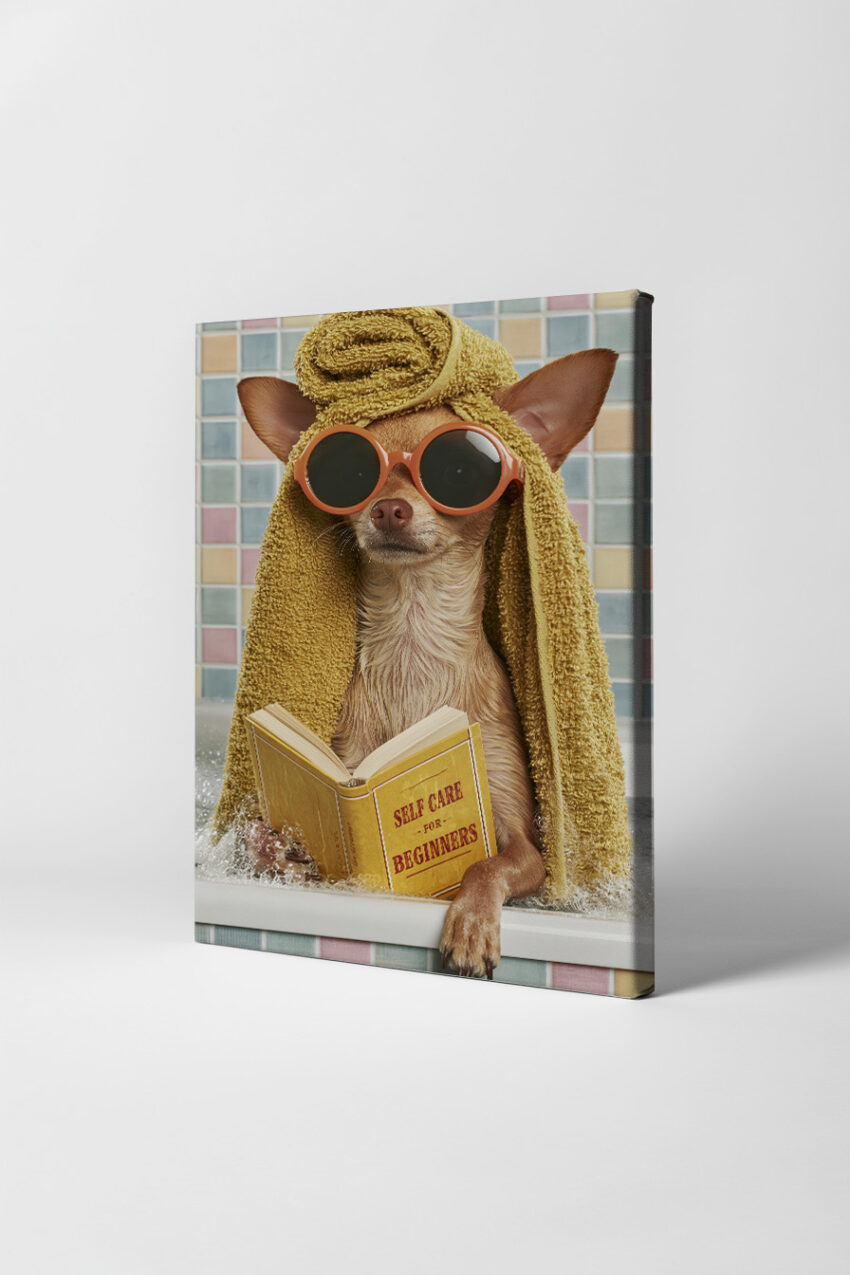 Fotografie Poster Chihuahua Badewanne Sonnenbrille gelb