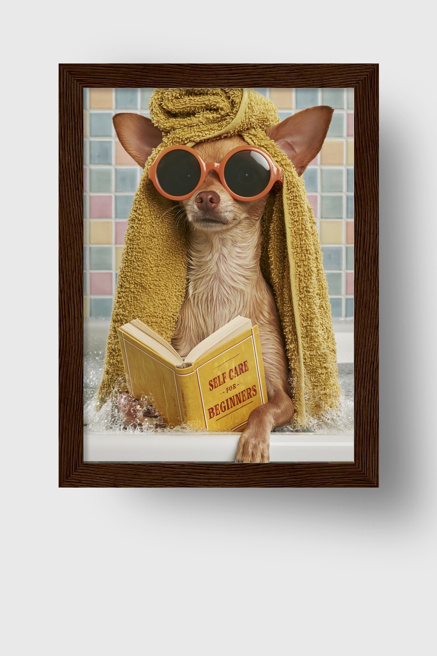 Fotografie Poster Chihuahua Badewanne Sonnenbrille gelb