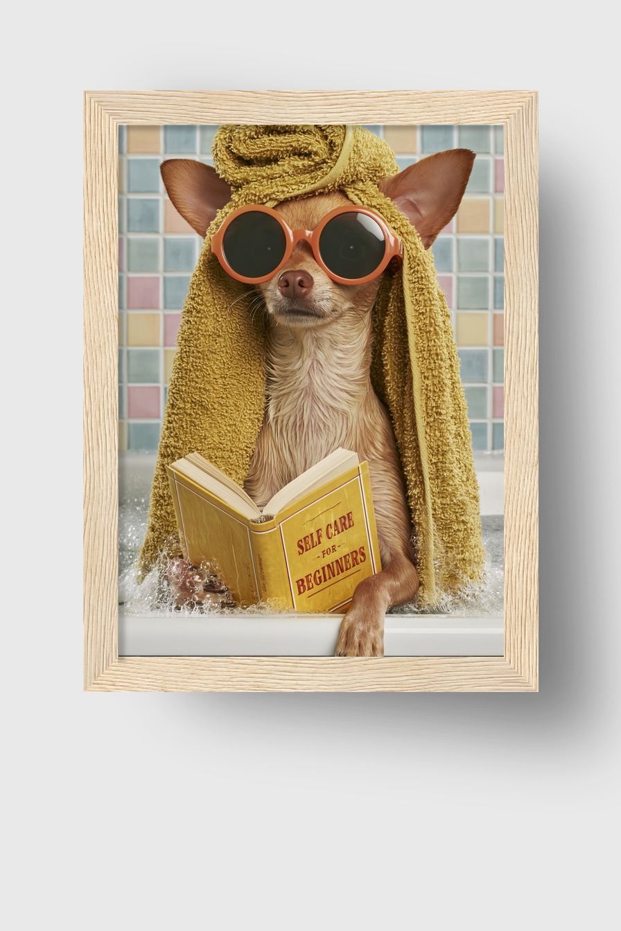 Fotografie Poster Chihuahua Badewanne Sonnenbrille gelb