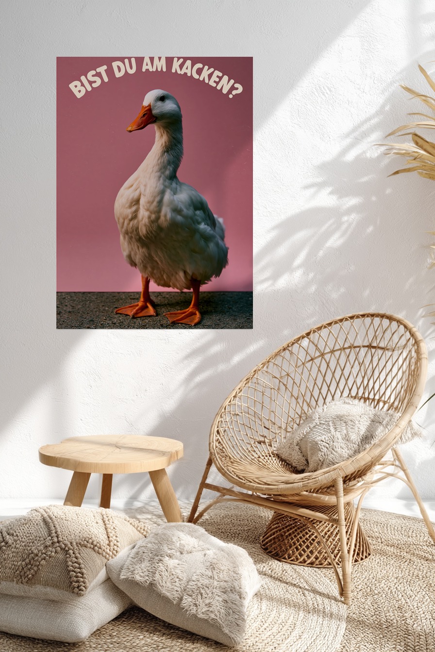 Fotografie Poster Ente frontal weiß rosa