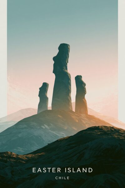 Moai Steine Silhouette Poster