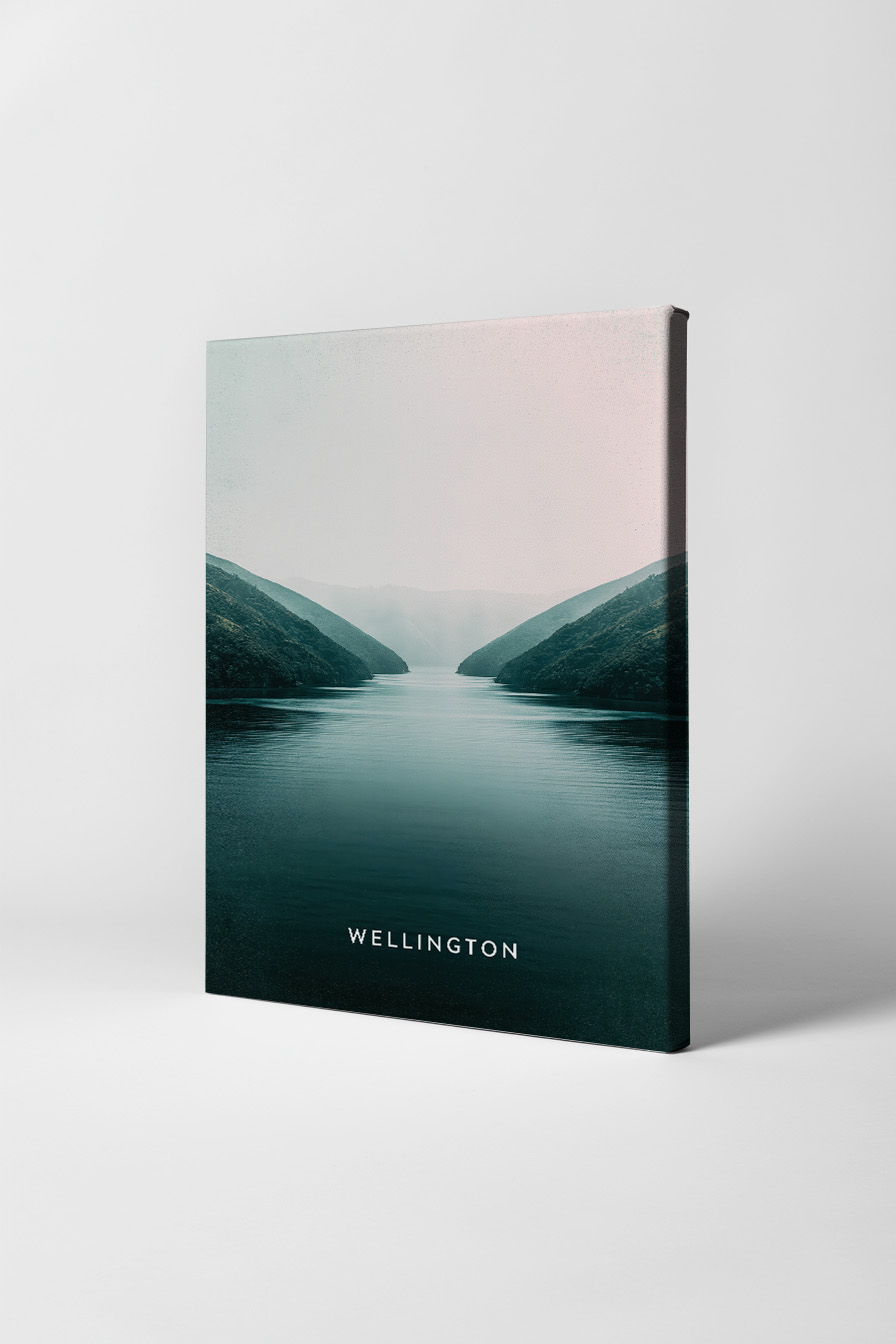 Fotografie Poster Fjord Spiegelung beruhigend blau grün