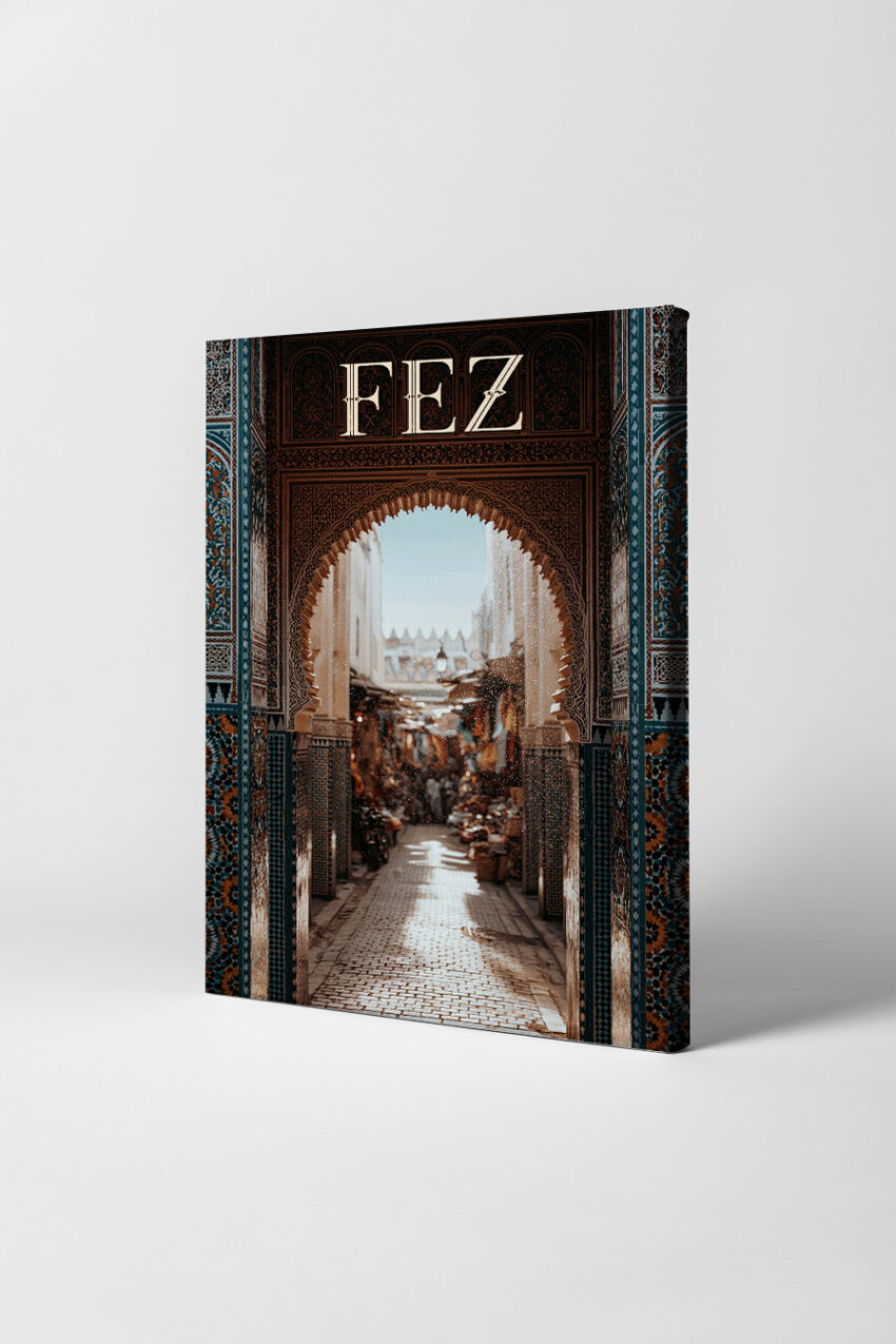 Fotografie Poster Markt Fez orientalischer Bogen warm