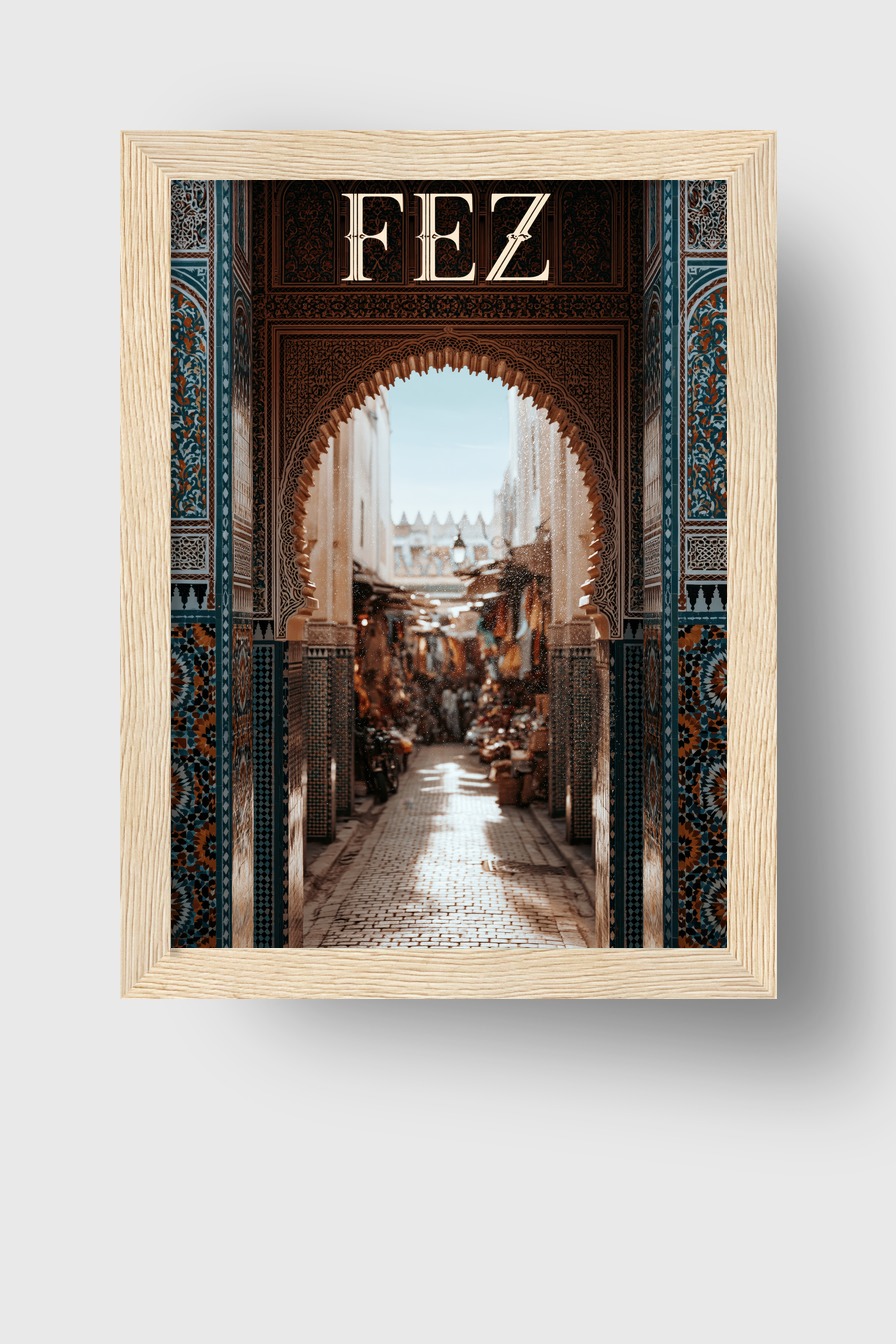 Fotografie Poster Markt Fez orientalischer Bogen warm
