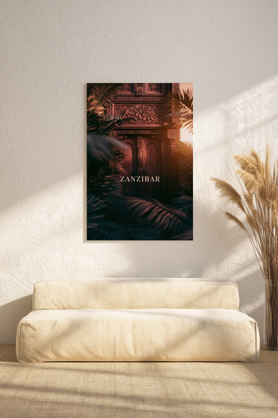 Fotografie Poster Holztür Ornament braun exotisch