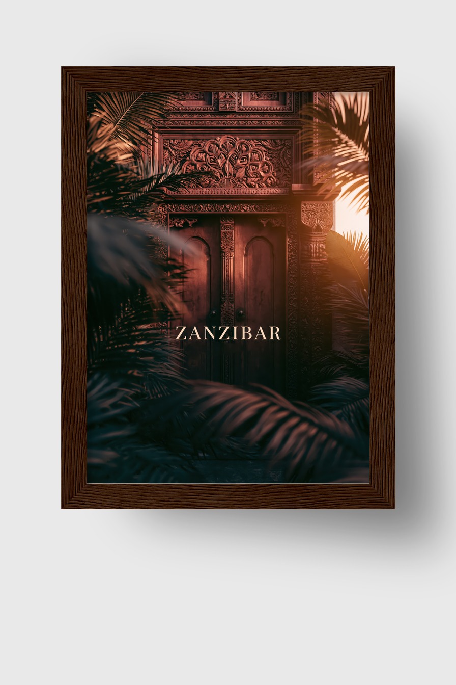Fotografie Poster Holztür Ornament braun exotisch