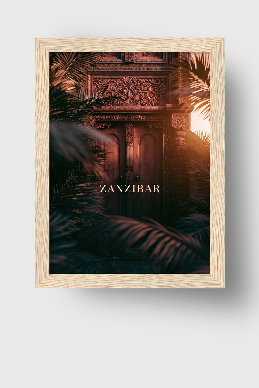 Fotografie Poster Holztür Ornament braun exotisch