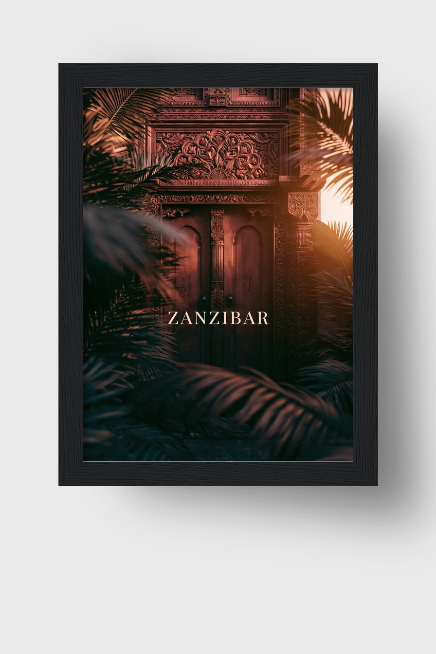 Fotografie Poster Holztür Ornament braun exotisch