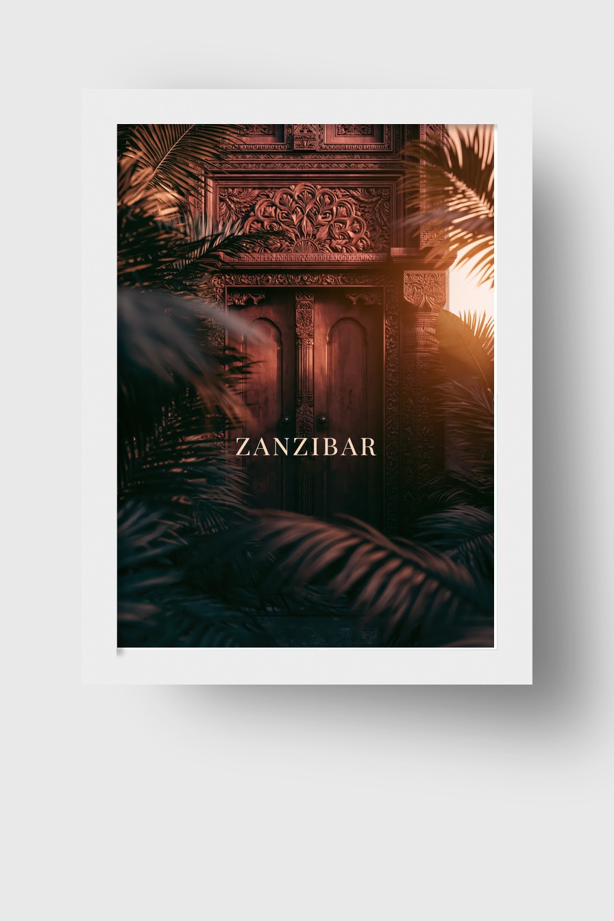 Fotografie Poster Holztür Ornament braun exotisch