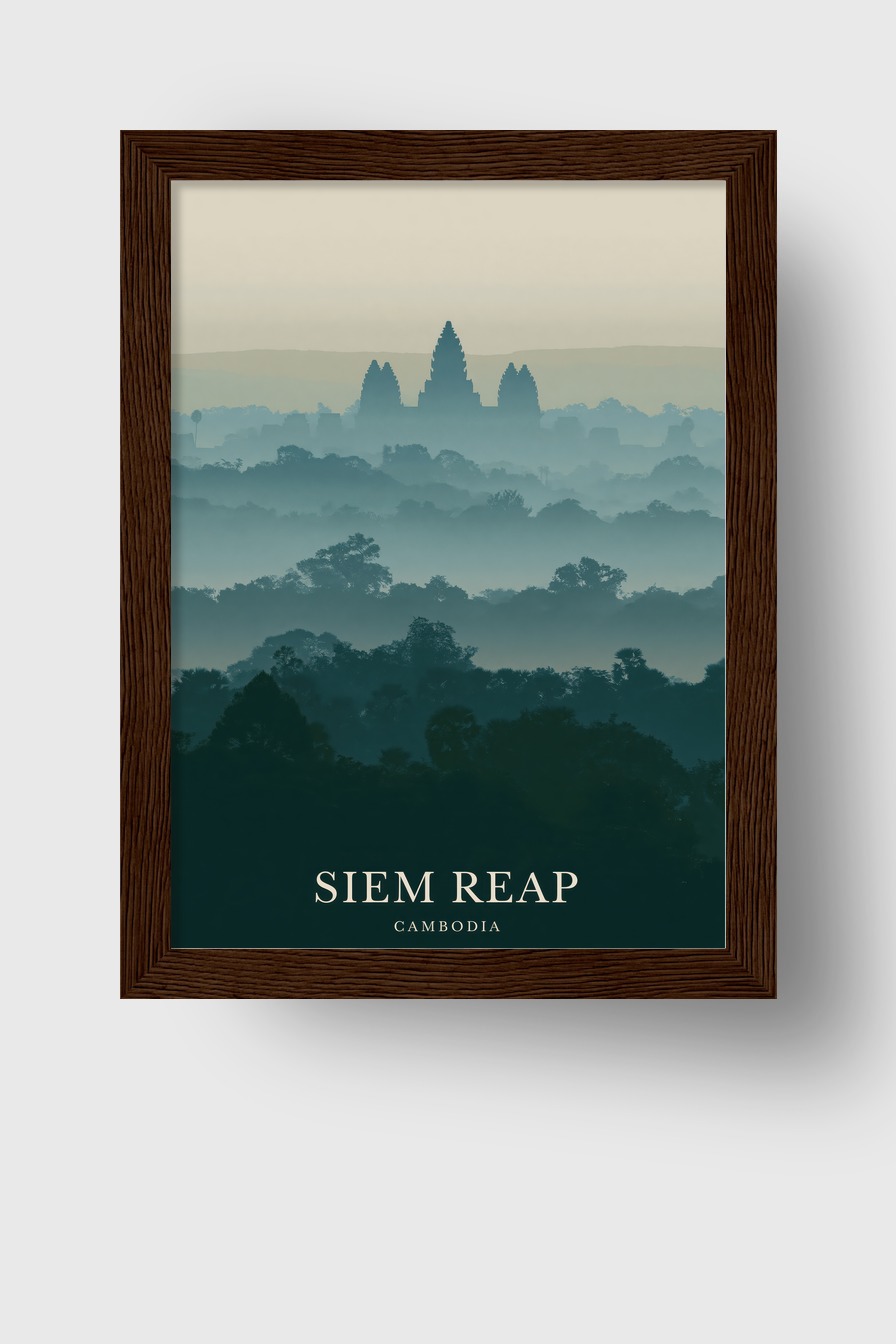 Fotografie Poster angkor wat Nebel Silhouette grün blau