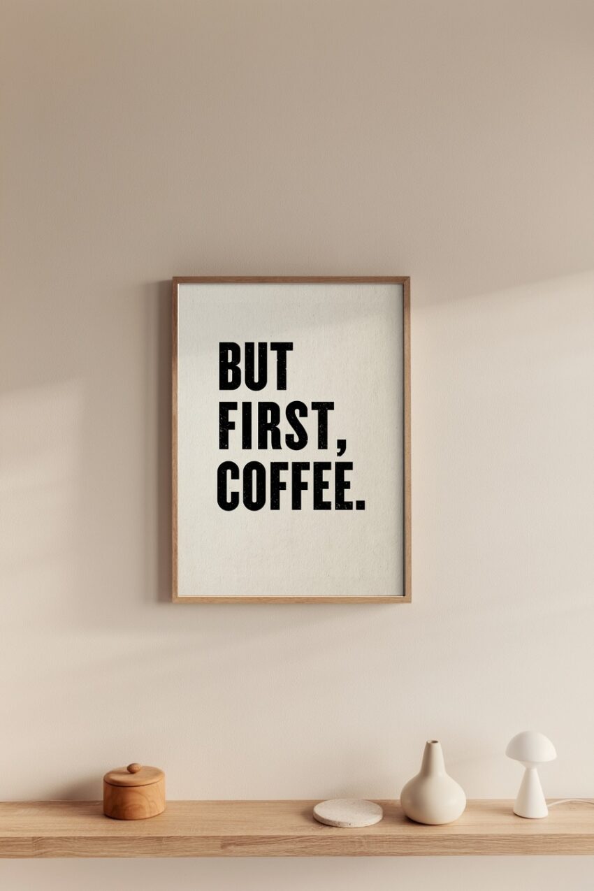Grafik Poster Kaffee Schrift Schwarz Weiß