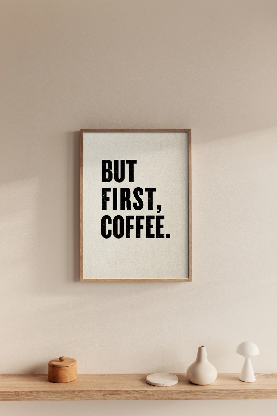 Grafik Poster Kaffee Schrift Schwarz Weiß
