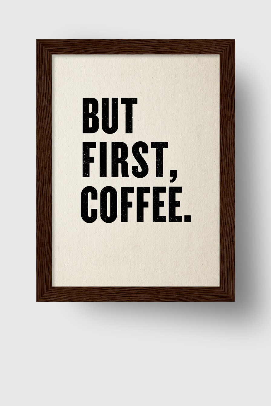 Grafik Poster Kaffee Schrift Schwarz Weiß
