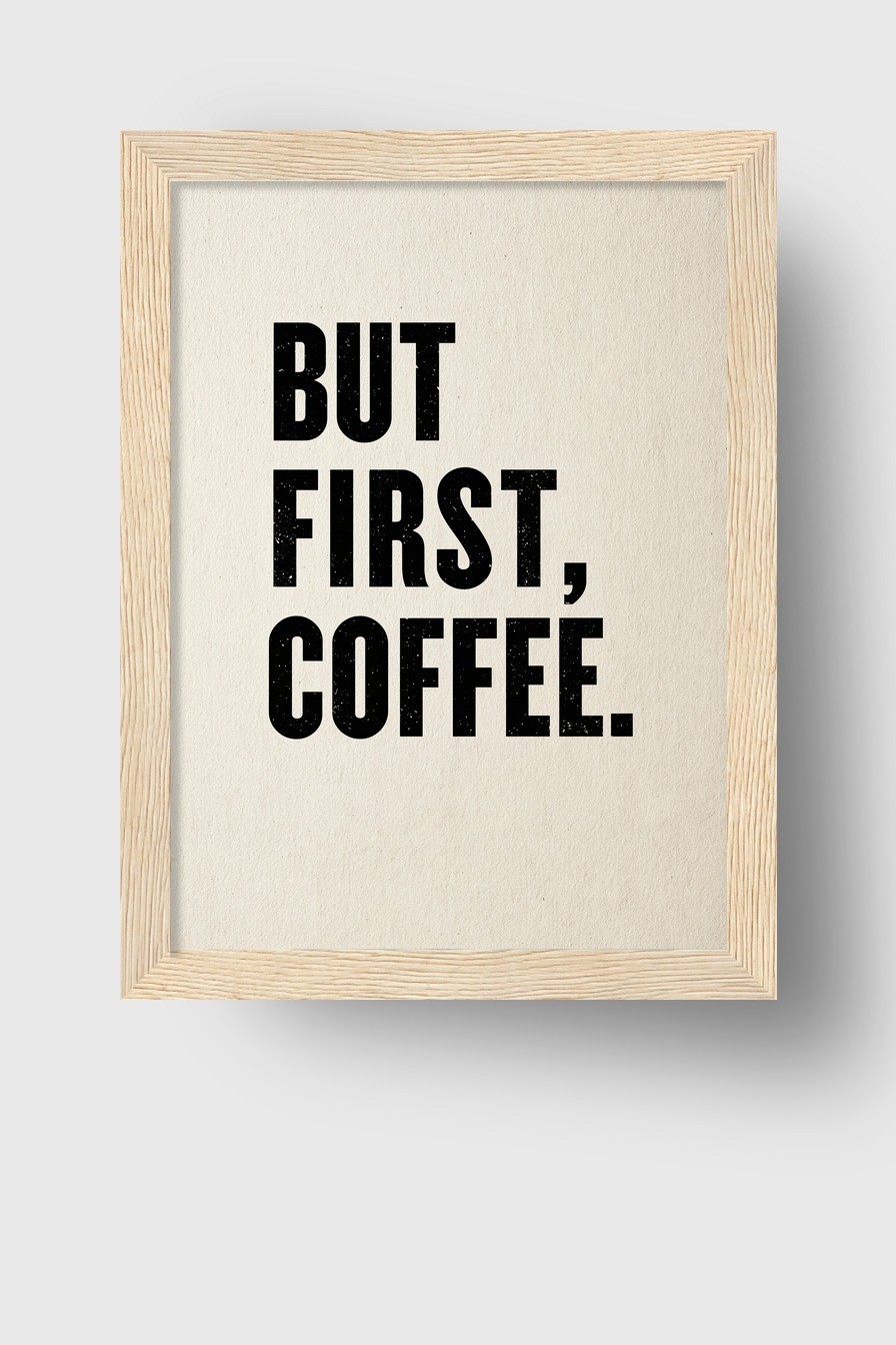 Grafik Poster Kaffee Schrift Schwarz Weiß