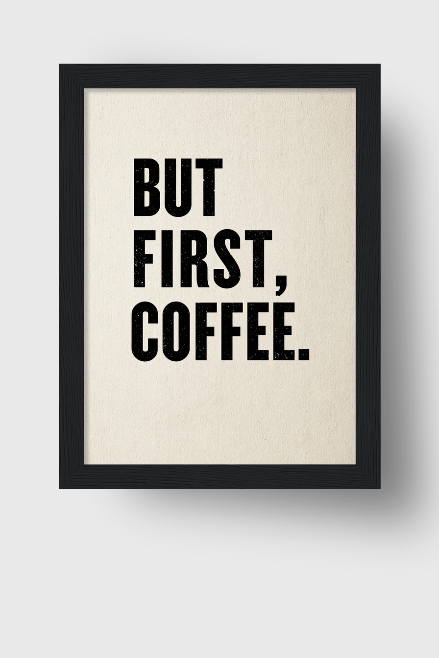 Grafik Poster Kaffee Schrift Schwarz Weiß
