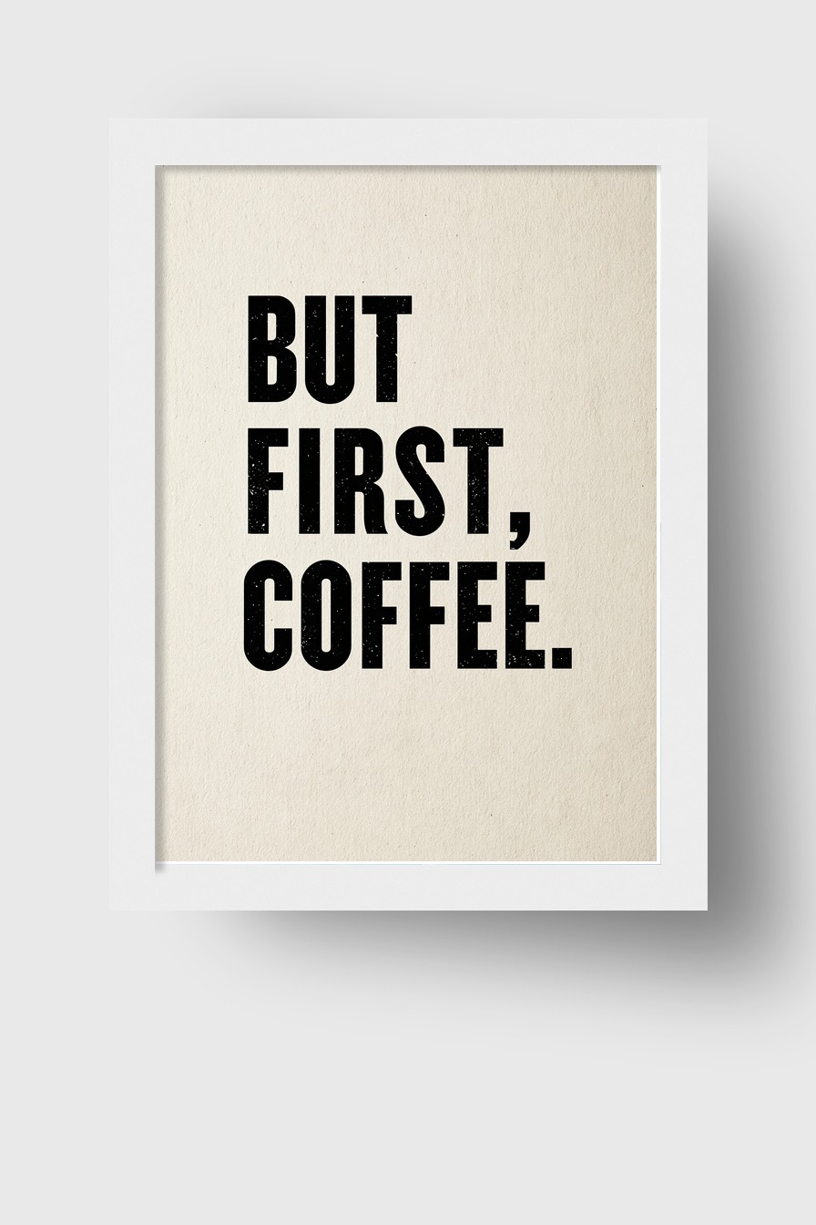 Grafik Poster Kaffee Schrift Schwarz Weiß