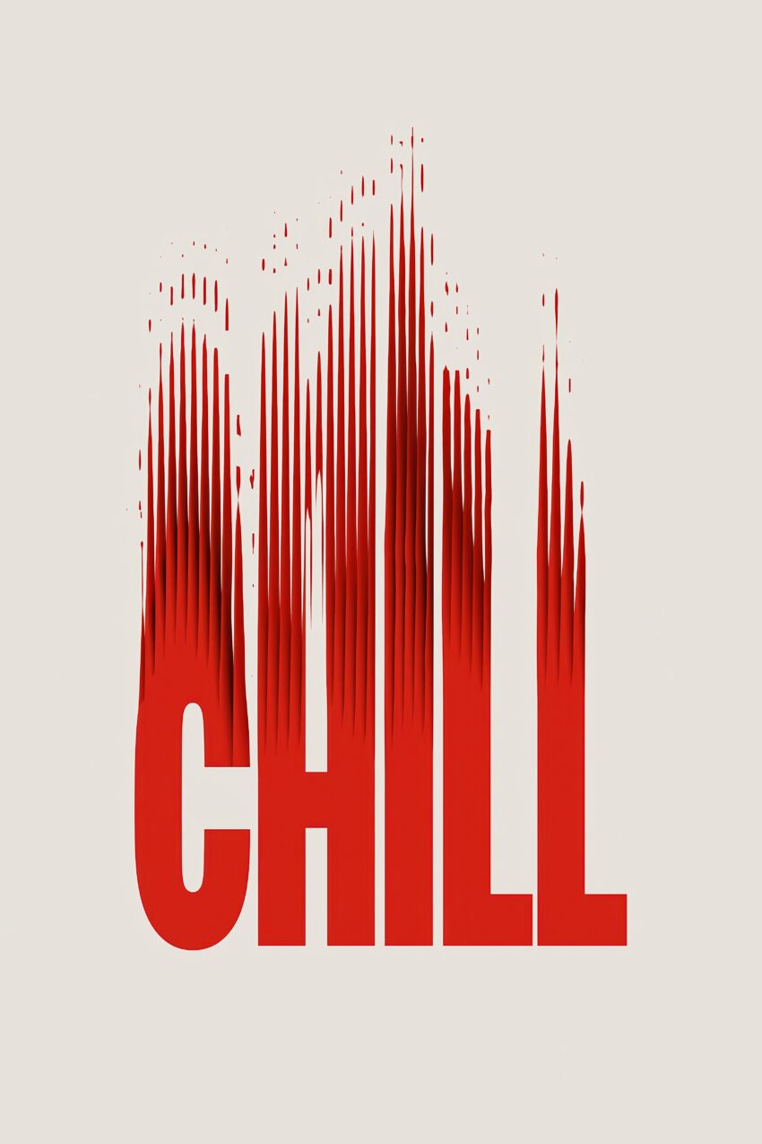 Minimalismus Poster Schriftzug Chill rot verzerrt