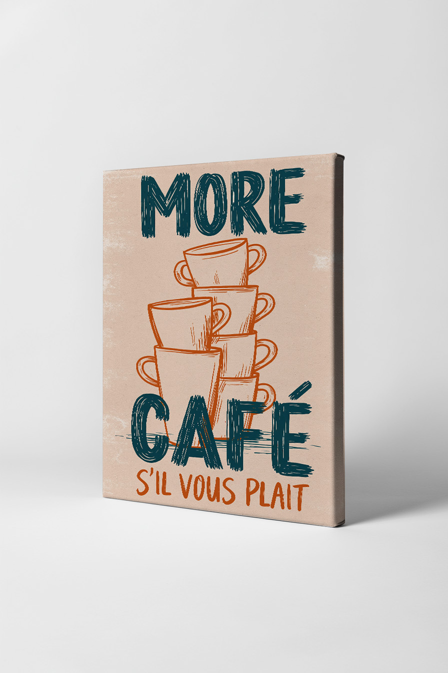 Illustration Poster Kaffeetassen Stapel minimal orange beige