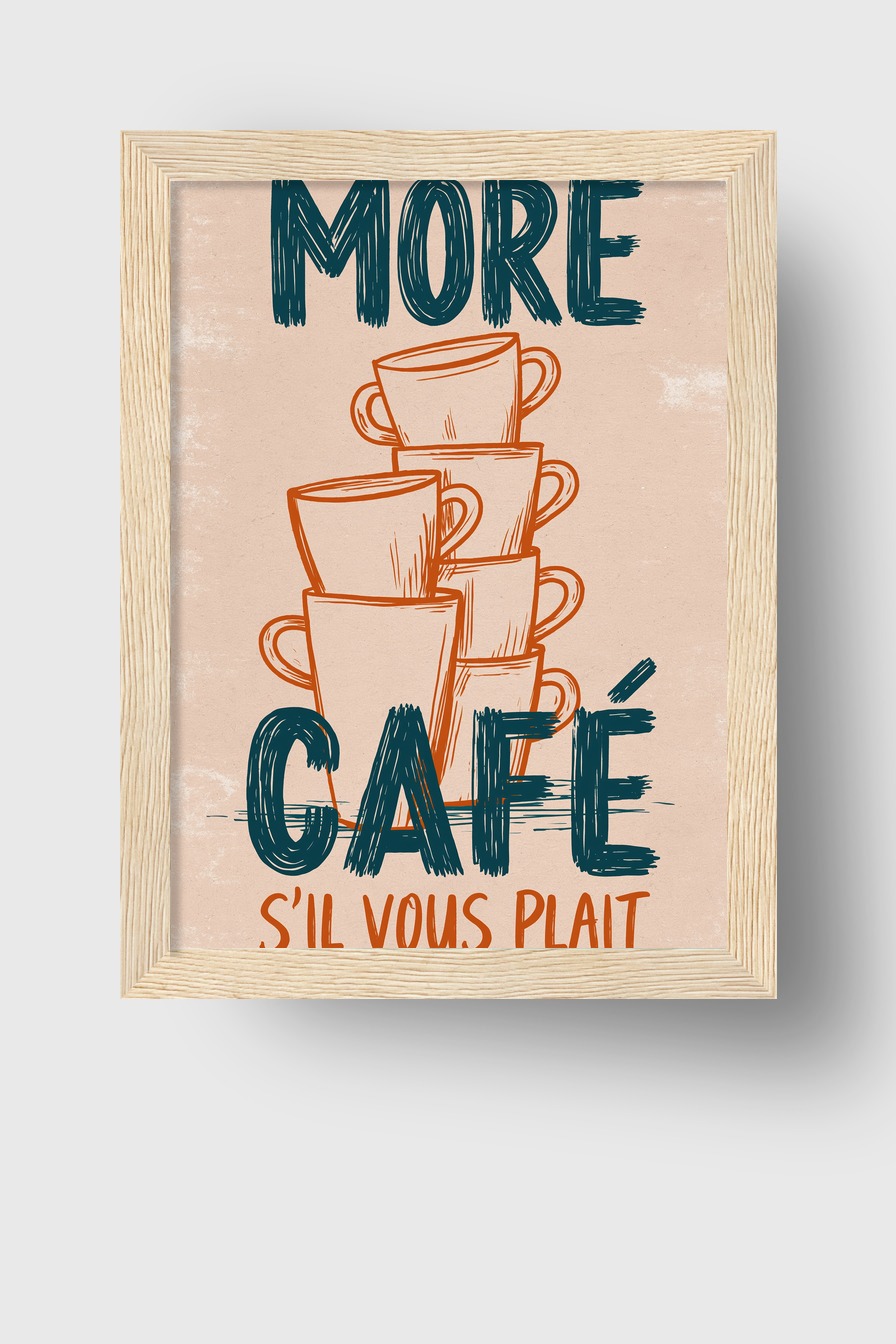 Illustration Poster Kaffeetassen Stapel minimal orange beige