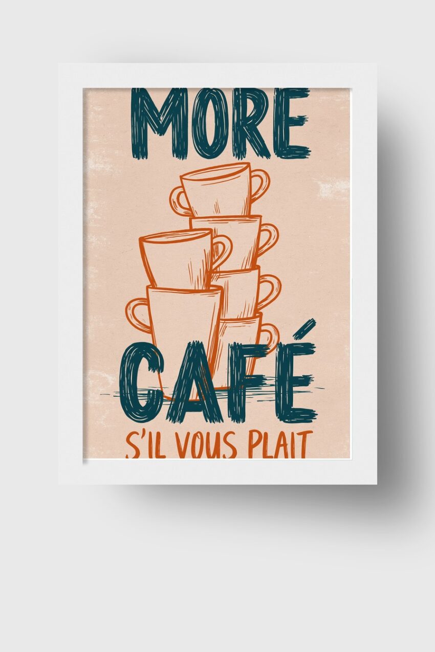 Illustration Poster Kaffeetassen Stapel minimal orange beige