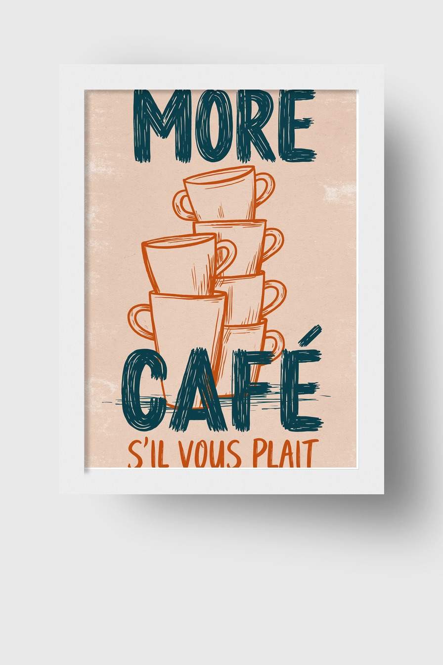 Illustration Poster Kaffeetassen Stapel minimal orange beige