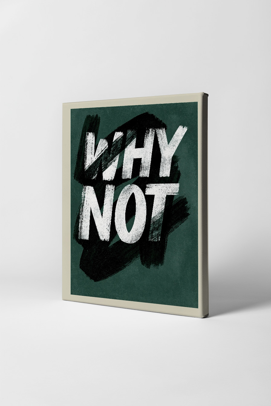 Grafikdesign Poster Schrift Why Not weiß schwarz kontrast