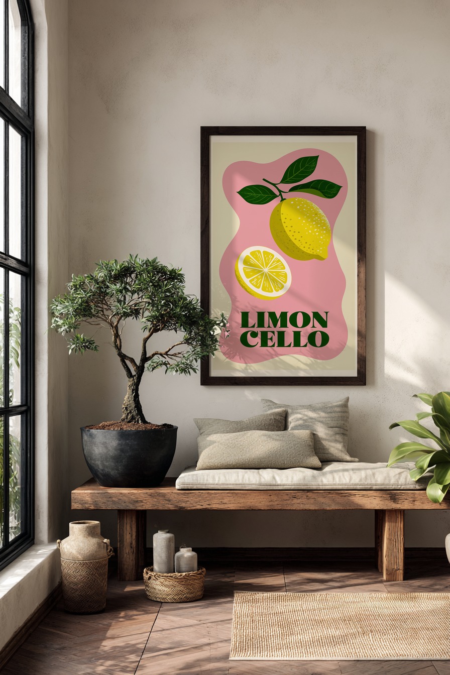 Grafik Poster Zitrone gelb grün minimalistisch