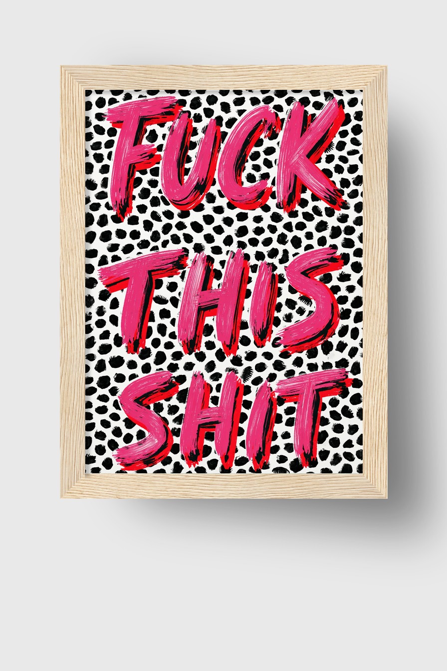 Grafikdesign Poster Schriftzug Pinselstrich Rosa Schwarz Weiß