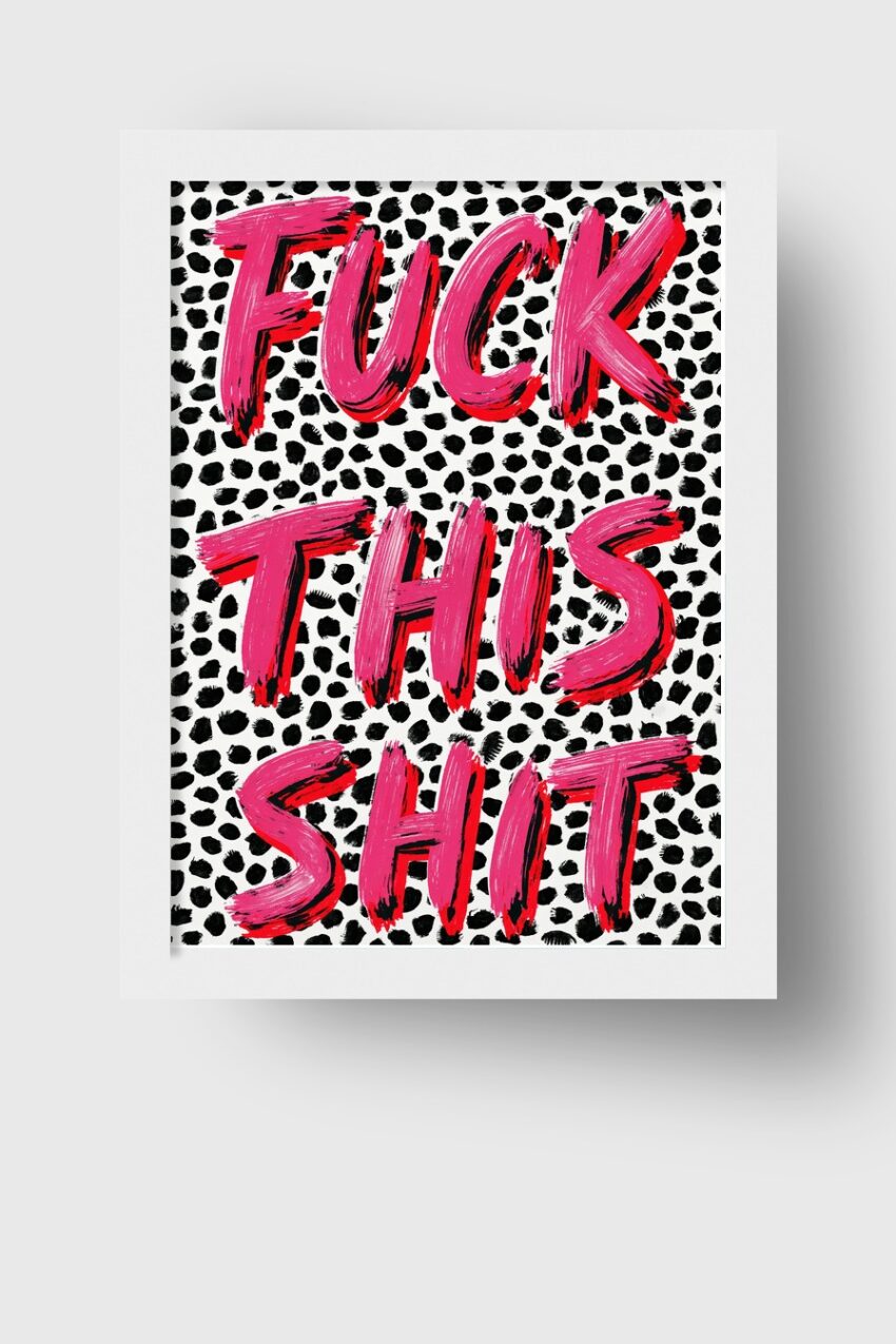 Grafikdesign Poster Schriftzug Pinselstrich Rosa Schwarz Weiß