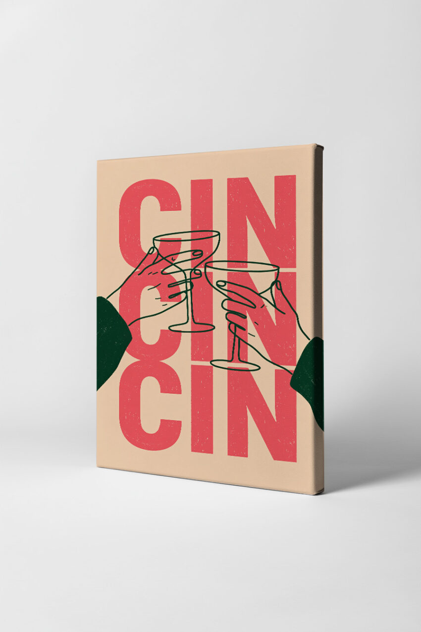 Illustration Poster Sektgläser schwarz-rot minimalistisch