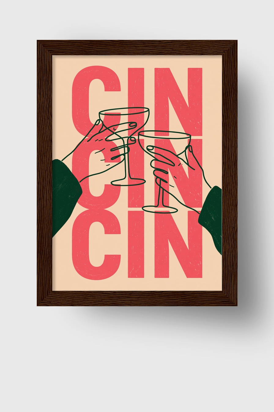 Illustration Poster Sektgläser schwarz-rot minimalistisch