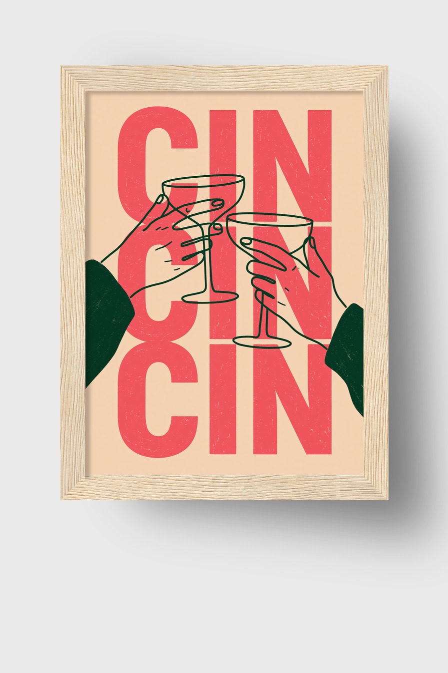 Illustration Poster Sektgläser schwarz-rot minimalistisch