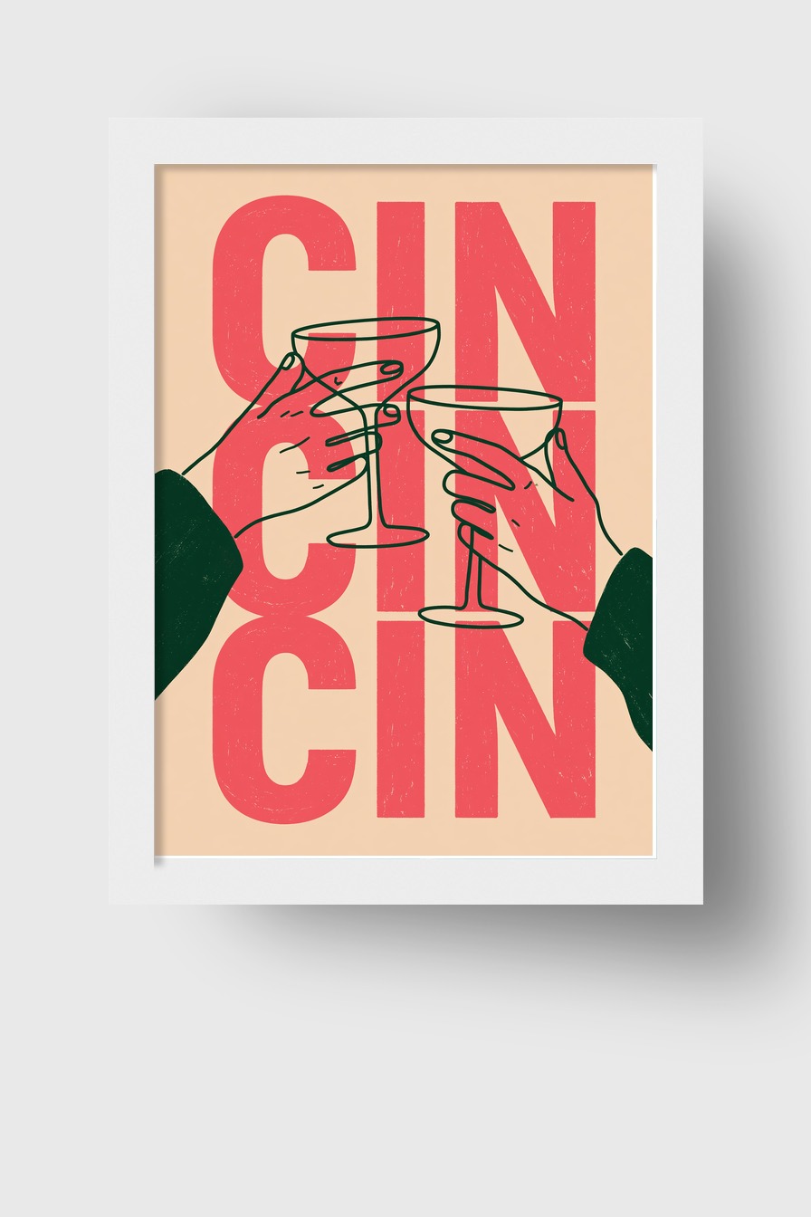 Illustration Poster Sektgläser schwarz-rot minimalistisch