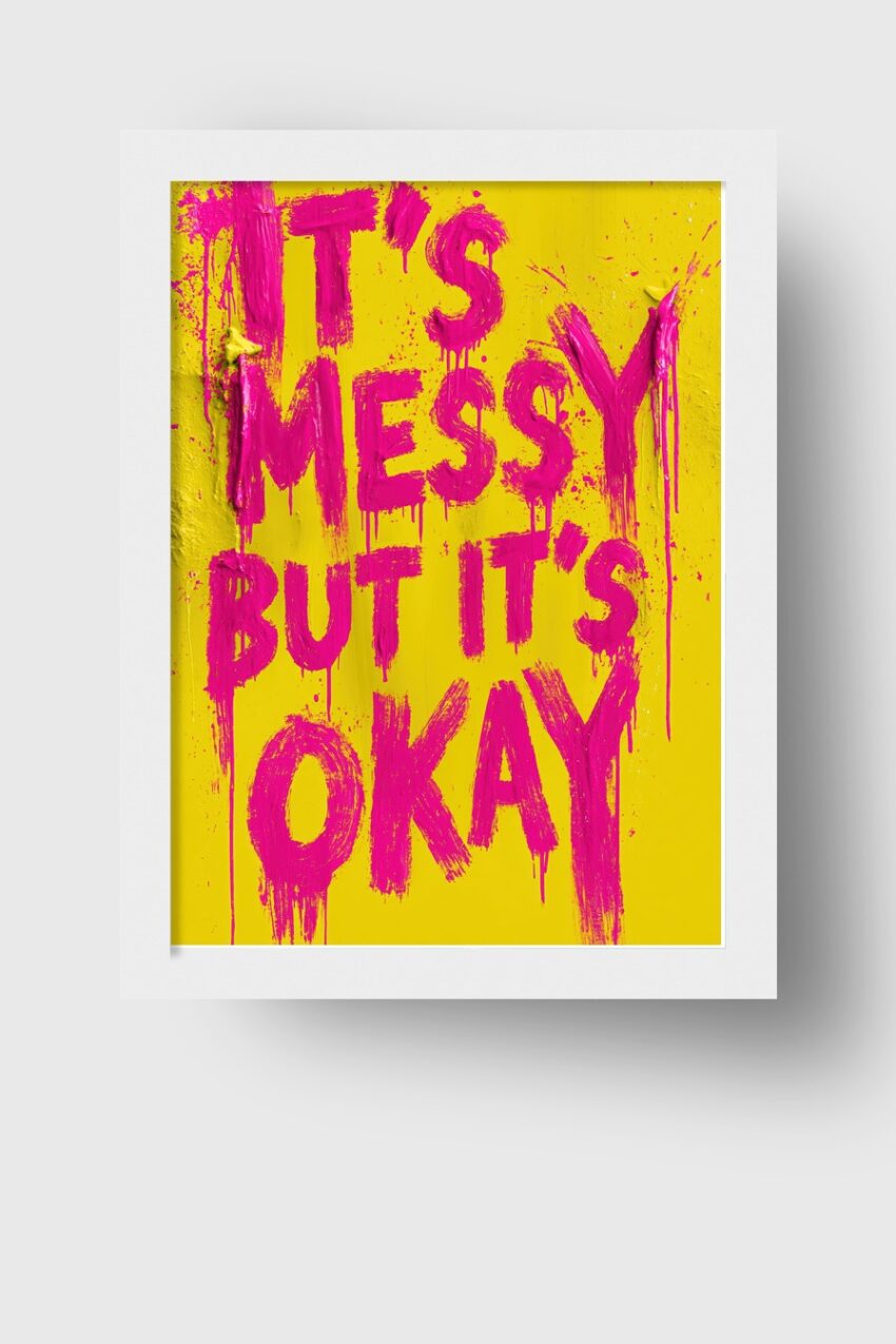 Grafikdesign Poster Schrift tropfend rosa gelb