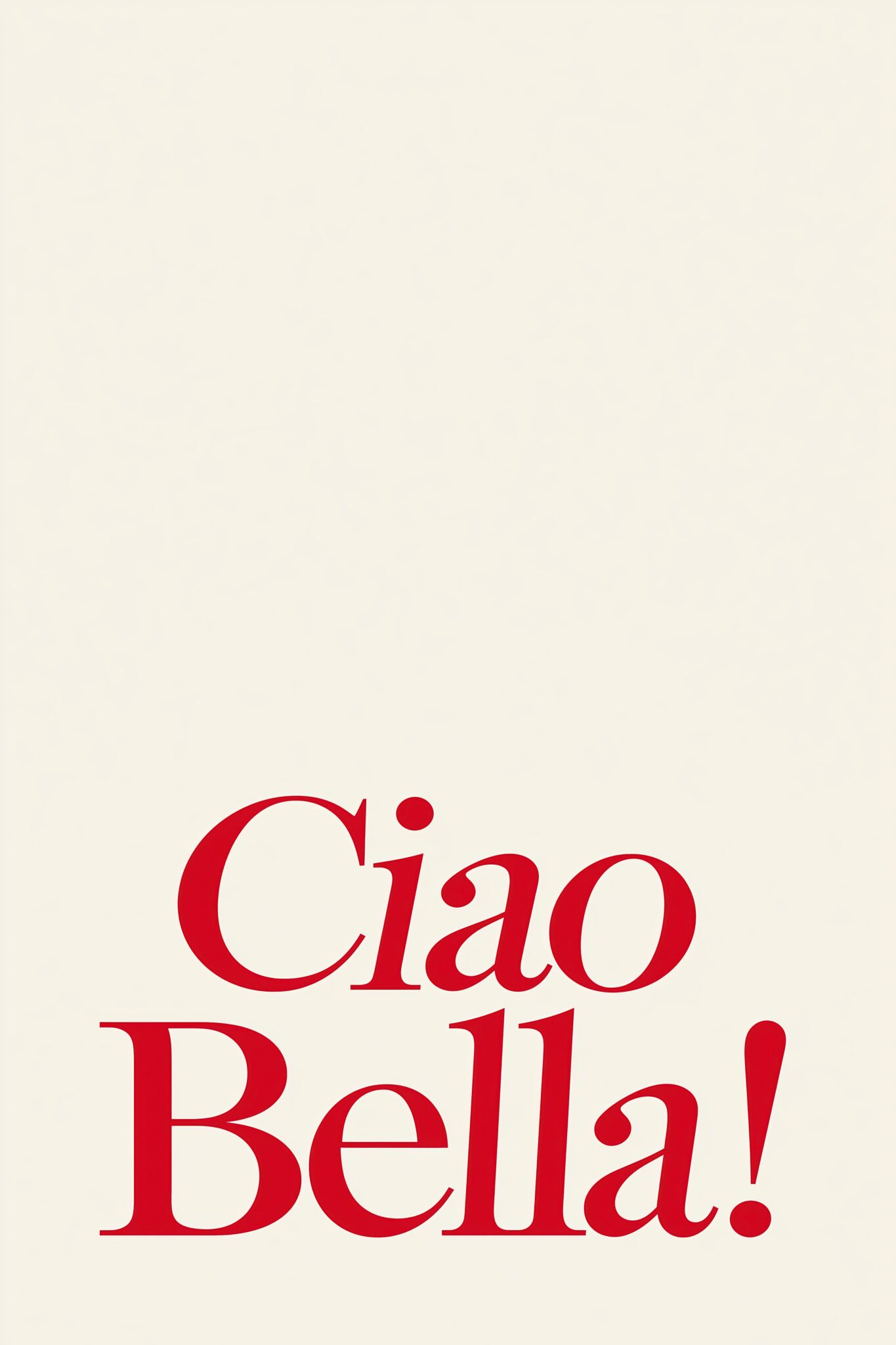Grafik Poster Ciao Bella Schrift rot minimalistisch