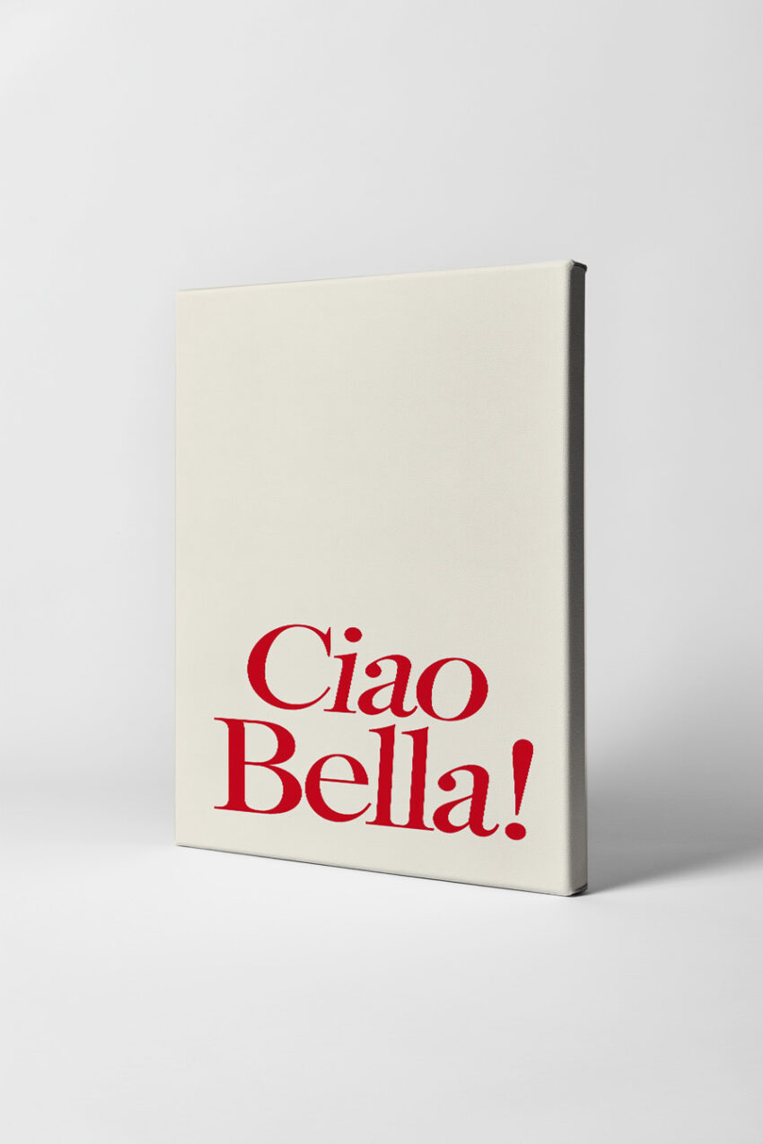 Grafik Poster Ciao Bella Schrift rot minimalistisch