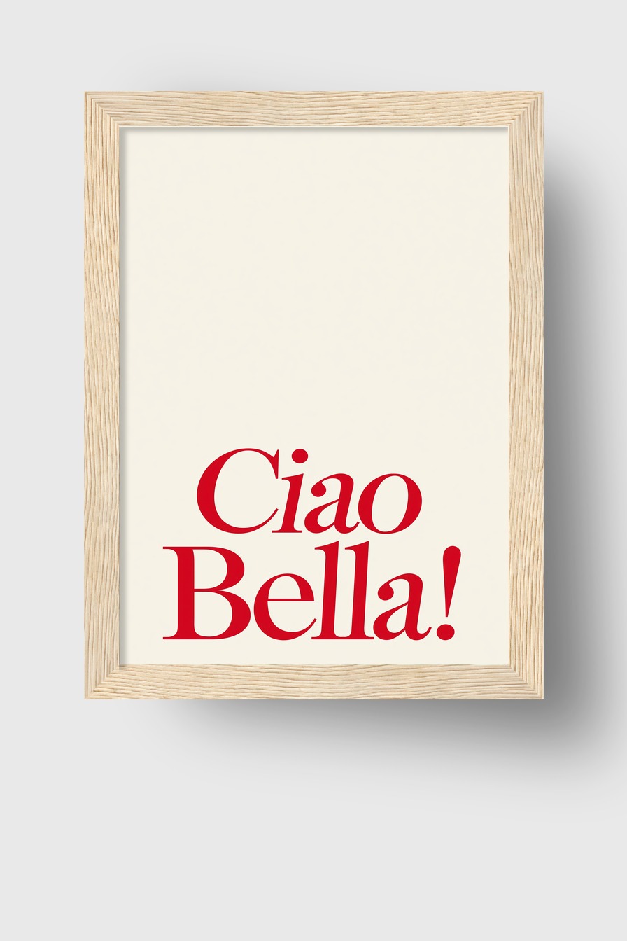 Grafik Poster Ciao Bella Schrift rot minimalistisch