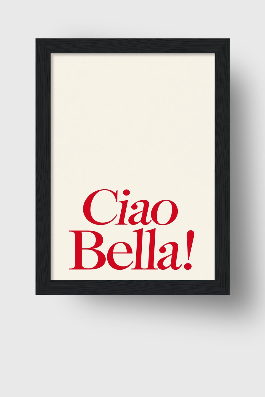 Grafik Poster Ciao Bella Schrift rot minimalistisch